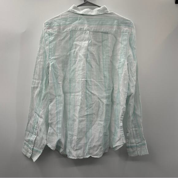 Garnet Hill Linen Light Blue & White Striped Long‎ Sleeve Button Down Top 8 NEW - Picture 4 of 10